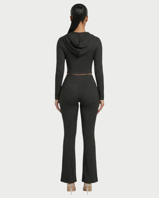 RAINY Zip-Up Hoodie and Flare Pants Set