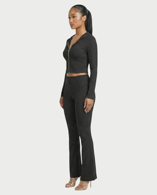RAINY Zip-Up Hoodie and Flare Pants Set