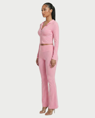 RAINY Zip-Up Hoodie and Flare Pants Set