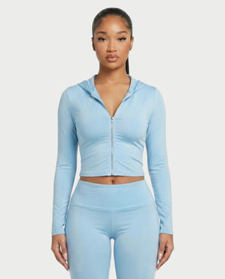 RAINY Zip-Up Hoodie and Flare Pants Set