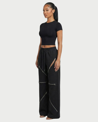 Pantalones holgados de cintura alta con múltiples cremalleras TINAY