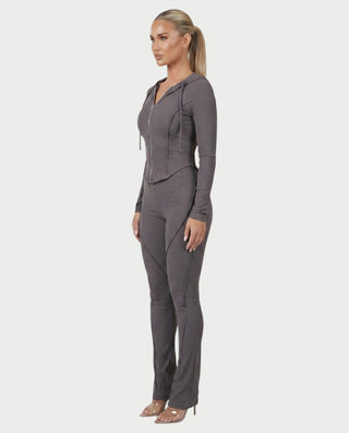 EDNA Zip-Front Hooded Top & Pants Set