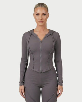 EDNA Zip-Front Hooded Top & Pants Set