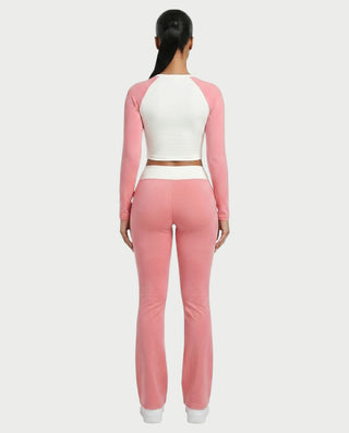 EMELIA Contrast Long Sleeve Top & Flare Pants Set