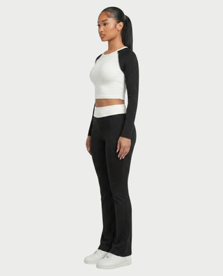 EMELIA Contrast Long Sleeve Top & Flare Pants Set