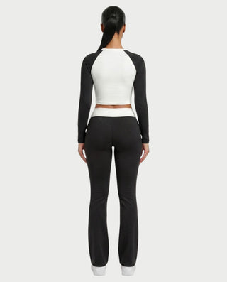 EMELIA Contrast Long Sleeve Top & Flare Pants Set