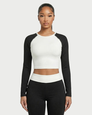 EMELIA Contrast Long Sleeve Top & Flare Pants Set