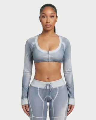 Conjunto de top corto lavado y pantalón acampanado DANIELLE