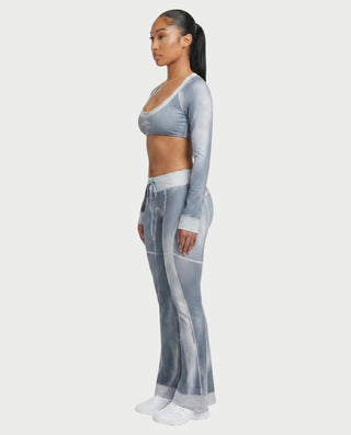 Conjunto de top corto lavado y pantalón acampanado DANIELLE