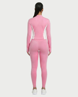 Conjunto de top y leggings con cremallera en contraste KAYLINA