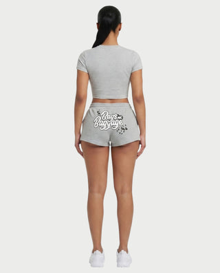 ELLE Graphic Crop & Drawstring Shorts Set