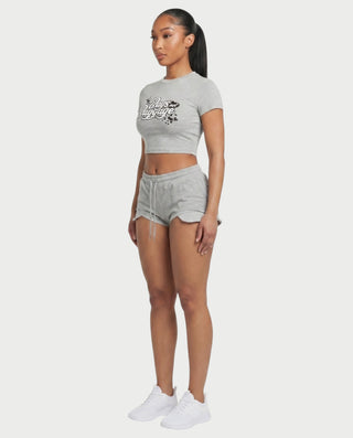 ELLE Graphic Crop & Drawstring Shorts Set