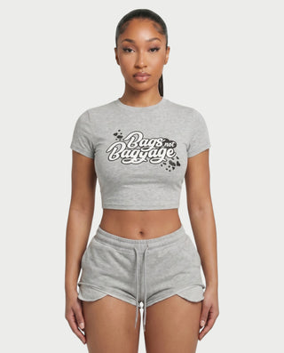 ELLE Graphic Crop & Drawstring Shorts Set
