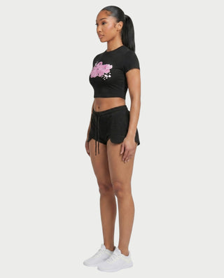 ELLE Graphic Crop & Drawstring Shorts Set