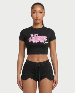 ELLE Graphic Crop & Drawstring Shorts Set