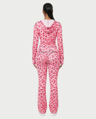 Conjunto de pantalón y top con cremallera de leopardo NOA