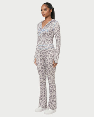 Conjunto de pantalón y top con cremallera de leopardo NOA