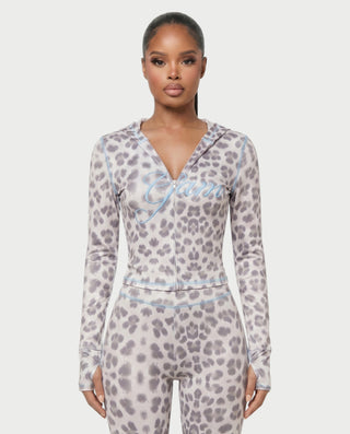Conjunto de pantalón y top con cremallera de leopardo NOA