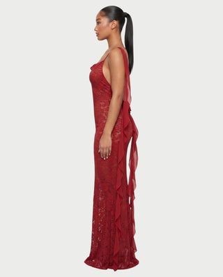 Vestido midi de encaje floral sin espalda ELISA 