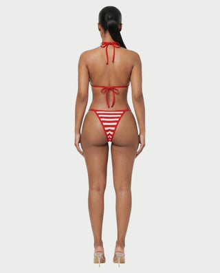 LEYLA Striped Crochet Bikini & Mini Shorts Three-Piece Set