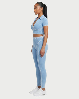 ALLIE Ribbed Zip Polo Crop Top & Legging Set