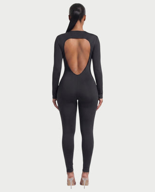 VEYONA Plunge Neck Long Sleeve Jumpsuit