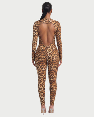 VEYONA Plunge Neck Long Sleeve Jumpsuit