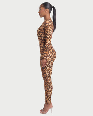 VEYONA Plunge Neck Long Sleeve Jumpsuit