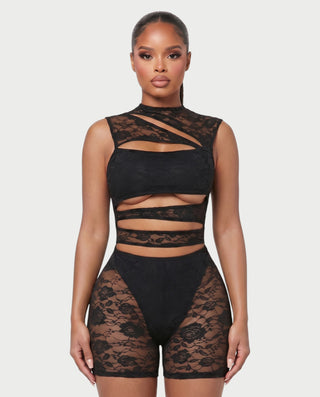 ELIANNA Lace Cut-out Romper