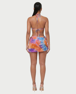 MARVINA Marble Print Bikini & Sarong Three-Piece Set