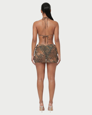 ELERY Three-Piece Leopard Bikini & Sarong Set