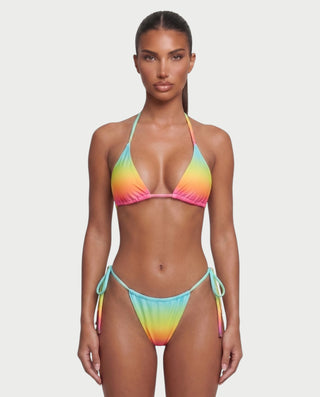 AVELIYA Ombre Bikini & Sheer Maxi Skirt Three-piece Set