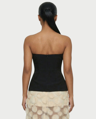 FAUNA Strapless Sheer Appliqué Maxi Dress