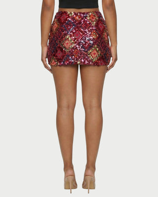 AMERA Sequin Diamond Pattern Mini Skirt