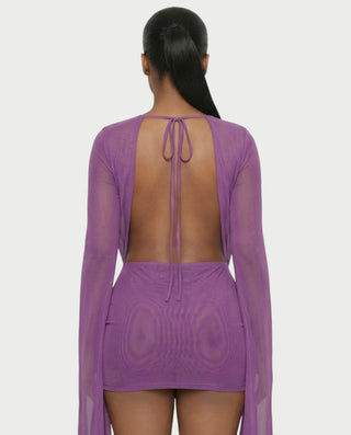 Vestido mini drapeado con cuello vuelto CAROL