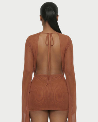 Vestido mini drapeado con cuello vuelto CAROL