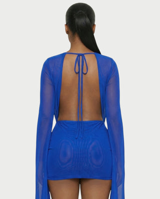 Vestido mini drapeado con cuello vuelto CAROL