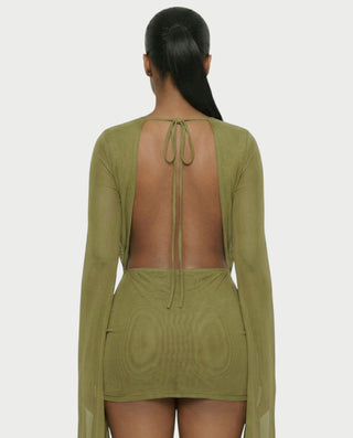 Vestido mini drapeado con cuello vuelto CAROL