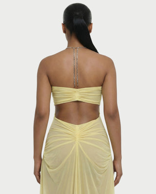 ALUMA Crystal Chain Sheer Flow Maxi Dress