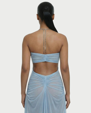 ALUMA Crystal Chain Sheer Flow Maxi Dress