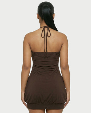 Vestido midi con flecos y escote pronunciado de LIRRA