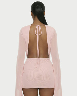 Vestido mini drapeado con cuello vuelto CAROL