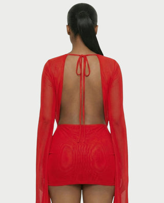 Vestido mini drapeado con cuello vuelto CAROL