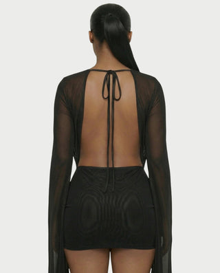 Vestido mini drapeado con cuello vuelto CAROL