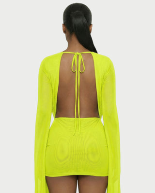 Vestido mini drapeado con cuello vuelto CAROL