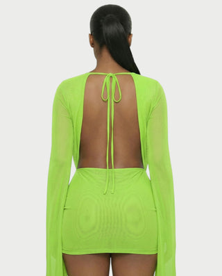 Vestido mini drapeado con cuello vuelto CAROL