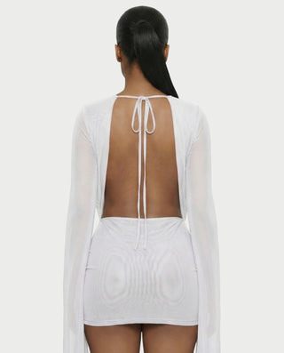 Vestido mini drapeado con cuello vuelto CAROL