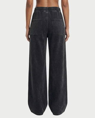 ASHINA Washed Zip-Up Jacket & Wide-Leg Drawstring Pants Set