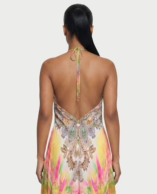 LEIRA Paisley Gradient Flowing Halter Maxi Dress