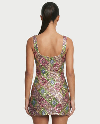 MARIANA Champagne Sequin Diamond Bodycon Mini Dress